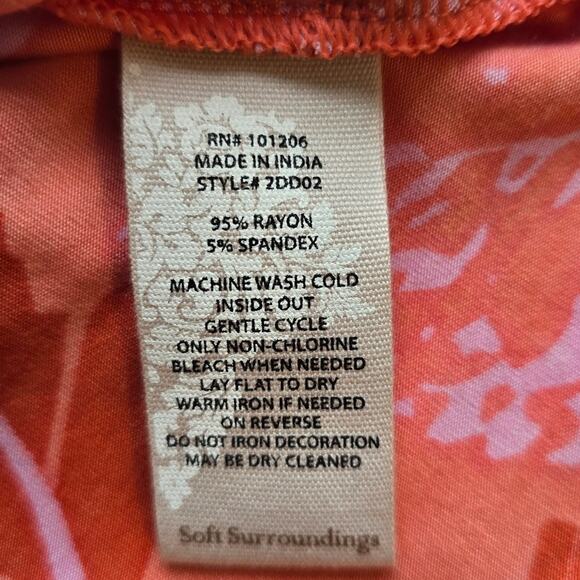 MF Soft Surroundings Floral Orange Pink Del Rio Tunic Top NWT Size XL 18 Beaded - Picture 13 of 13